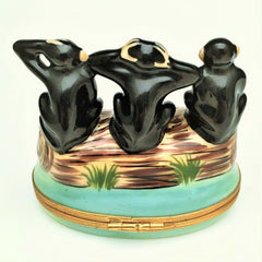 The Three Wise Monkeys Limoges Box by Artoria - Signed 