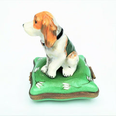 Retired Eximious Limoges Beagle/Hound Hunting Dog Trinket Box