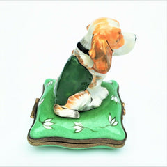 Retired Eximious Limoges Beagle/Hound Hunting Dog Trinket Box