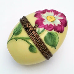 Limoges, France Porcelain Trinket Box, Wild Rose Egg Limited Edition, 300 of 300